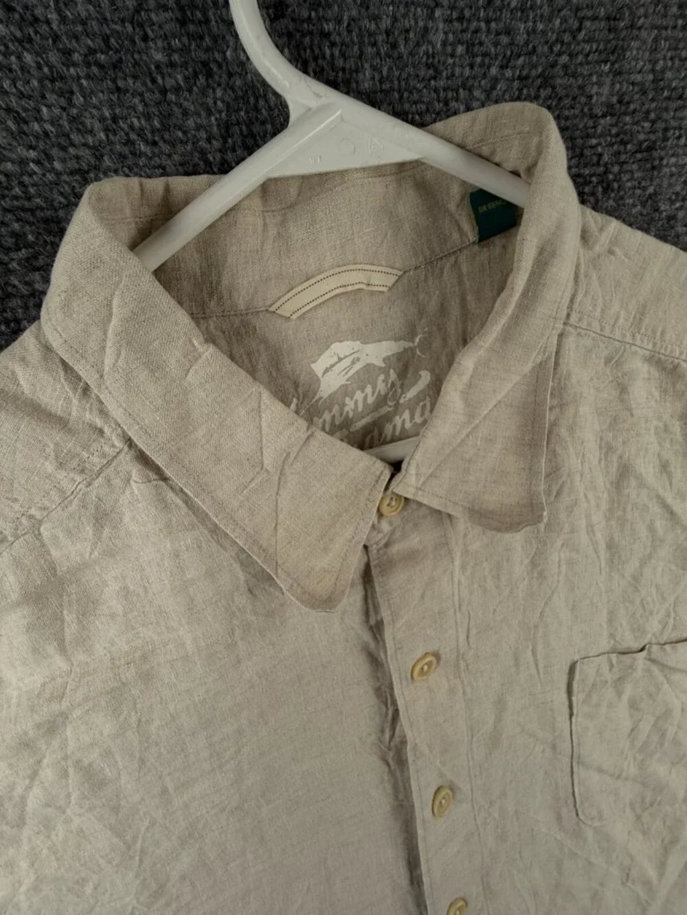 Tommy Bahama All Linen Button Up Shirt Men Long Sleeve Beige 2XL Breathable